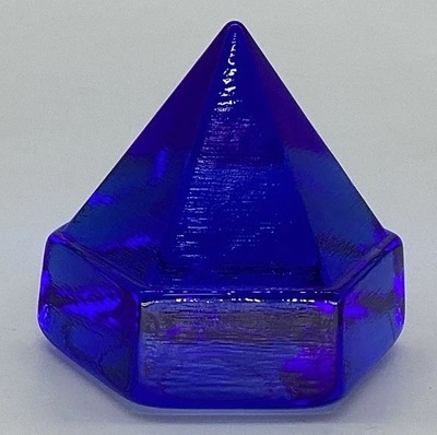 RARE Nautical Ship Deck Prism Blue 3  Pyramid Art Glass Paperweight