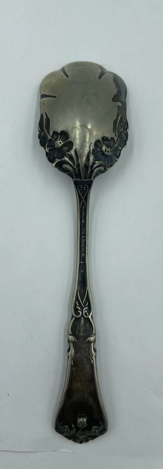 Антикварный Wm. Посеребренная столовая десертная ложка Rogers & Son 'Melrose' 1898 декоративная - Изображение 3 из 4