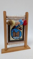 Handmade Baku Tapestry on Wooden Tabletop Loom Frame
