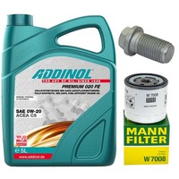MotoröL Filter Set Addinol 5W-20 5 Liter + Schraube FüR Ford Mondeo IV 1.6 Ti