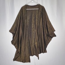 Vtg Metallic Pant Cardigan Set XL Women Pullon Open Asymmetric Artsy Glam City