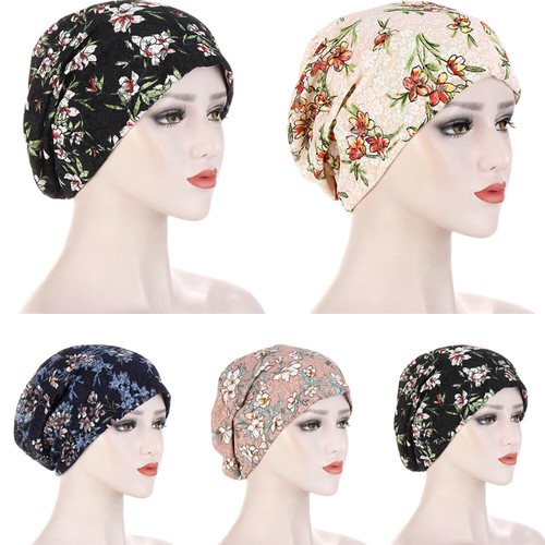 Women Muslim Stretch Turban Hat Chemo Cap Hair Loss Head Cover Indian Beanie Cap - Picture 2 of 44
