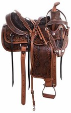 Comfortable Barrel Racing Trail Saddle - Hand-Tooled Leather for Pleasure Riding