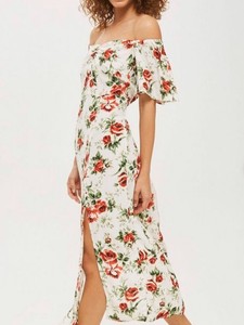 Topshop Cream Floral Bardot Midi Dress Size 6 Good Condition Ebay Topshop Cream Floral Bardot Midi Dress Size 6 Good Condition Ebay