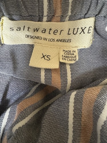 Saltwater Luxe Women’s Boho Retro Off Shoulder One Piece Striped Romper, Sz XS - Picture 7 of 12