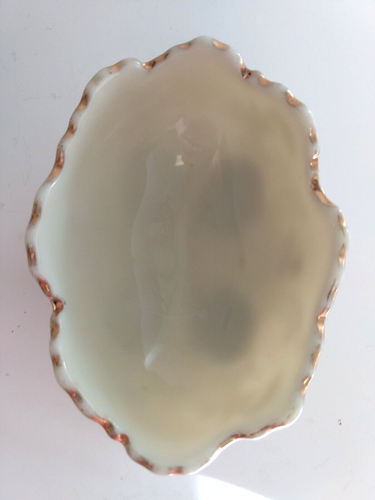 Vintage Northwood Custard Glass Ivory Louis XV Oval Footed Berry Bowl Gold - Picture 5 of 8