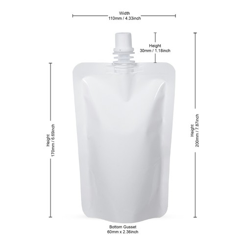 Silver White and Transparent Spout Pouches for Liquid, Juice 100ml to 5 Litre - Picture 57 of 120