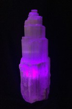 Large Selenite Lamp And Cord LED Changing Colors Selenite Tower Lamp Morocco.