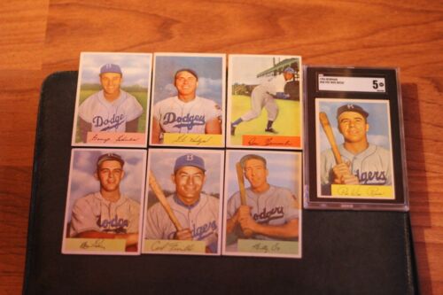 12 diff. 1954 Bowman Baseball Cards, Brooklyn DOdgers, Mostly VG/EX+, incl Campy