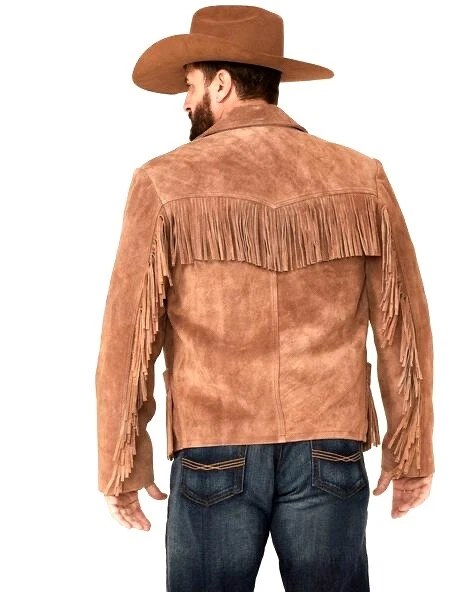 Cow Boy Suede Leather Fringe Jacket Tan/Brown Western Winter Lined XL 2XL 3XL - Image 3 of 4