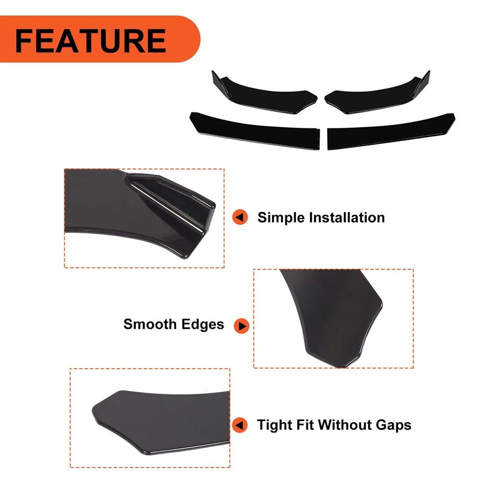 For Volkswagen Polo Front Bumper Lip Spoiler Splitter Side Skirt Glossy Black Foto 3 de 4