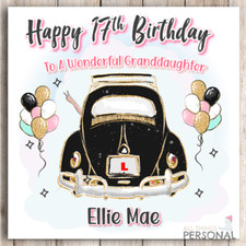Personalised 17th Birthday Card Learner Daughter Granddaughter Niece Driving Car