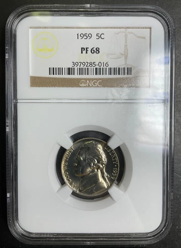 NGC PR68 1959-P Jefferson Nickel 5c GEM BU PQ Blast White Luster certified 8