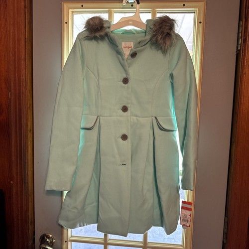 Jacket Cat & Jack Warm Girls Large 1012 Dressy Coat Peacoat Faux Fur