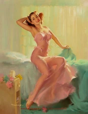 Beautiful Woman PInk Nightgown 8.5x11" Photo Print Bill Medcalf Pinup Fine Art