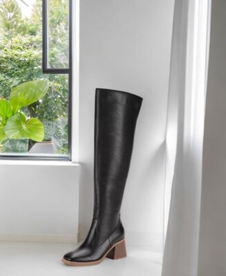 Sun Stone Womens Black Vivvii Square Toe Over The Knee Dress Boots Size 8.5M NIB