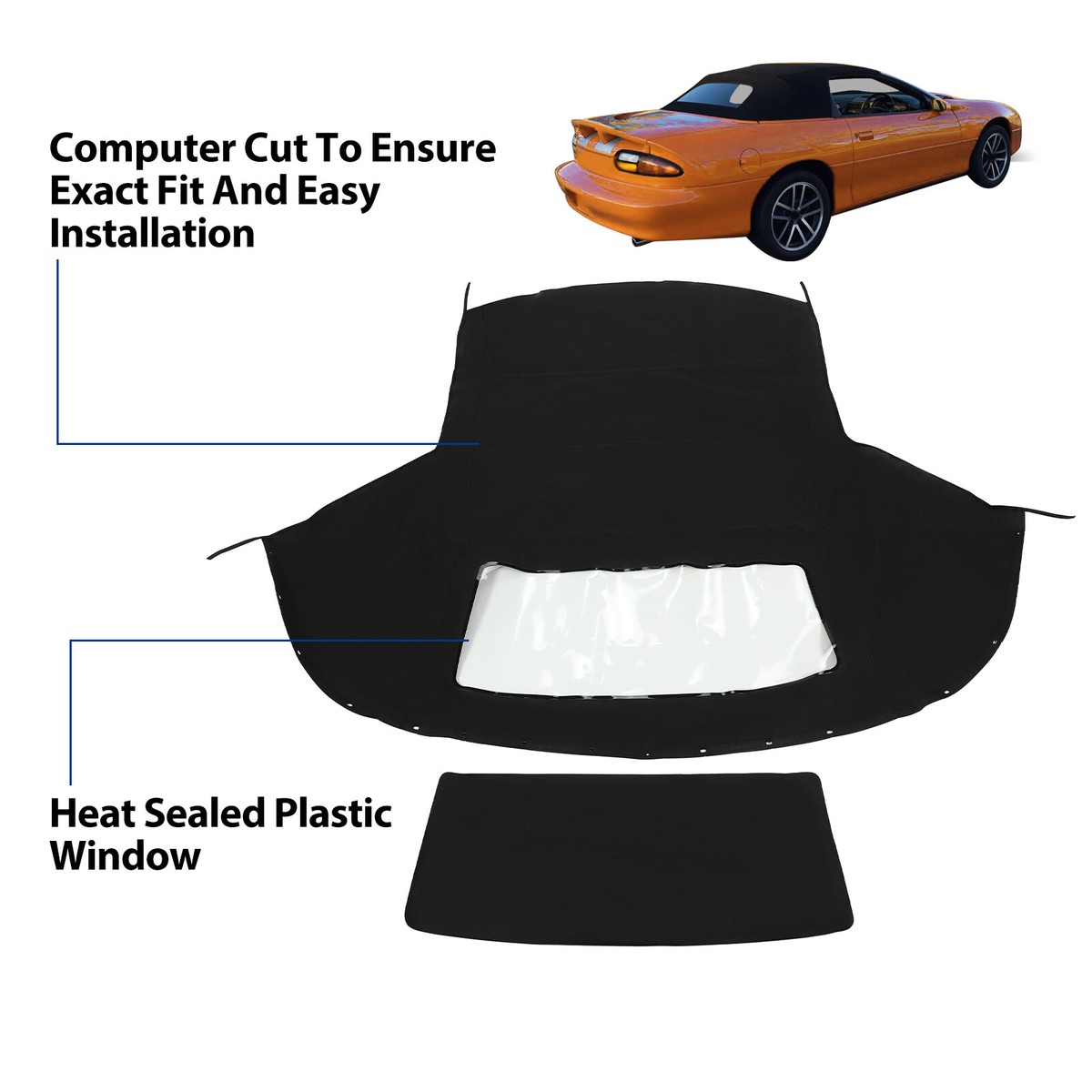 Convertible Soft Top Black Canvas For 1994-2002 Chevy Camaro