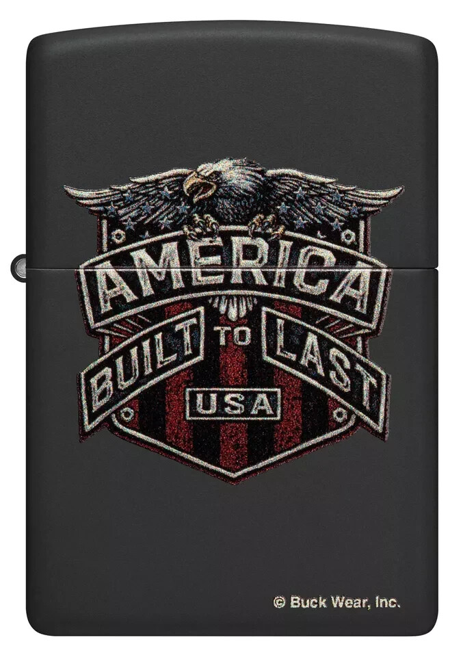 Zippo Buck Wear Eagle Design Black Matte 46158