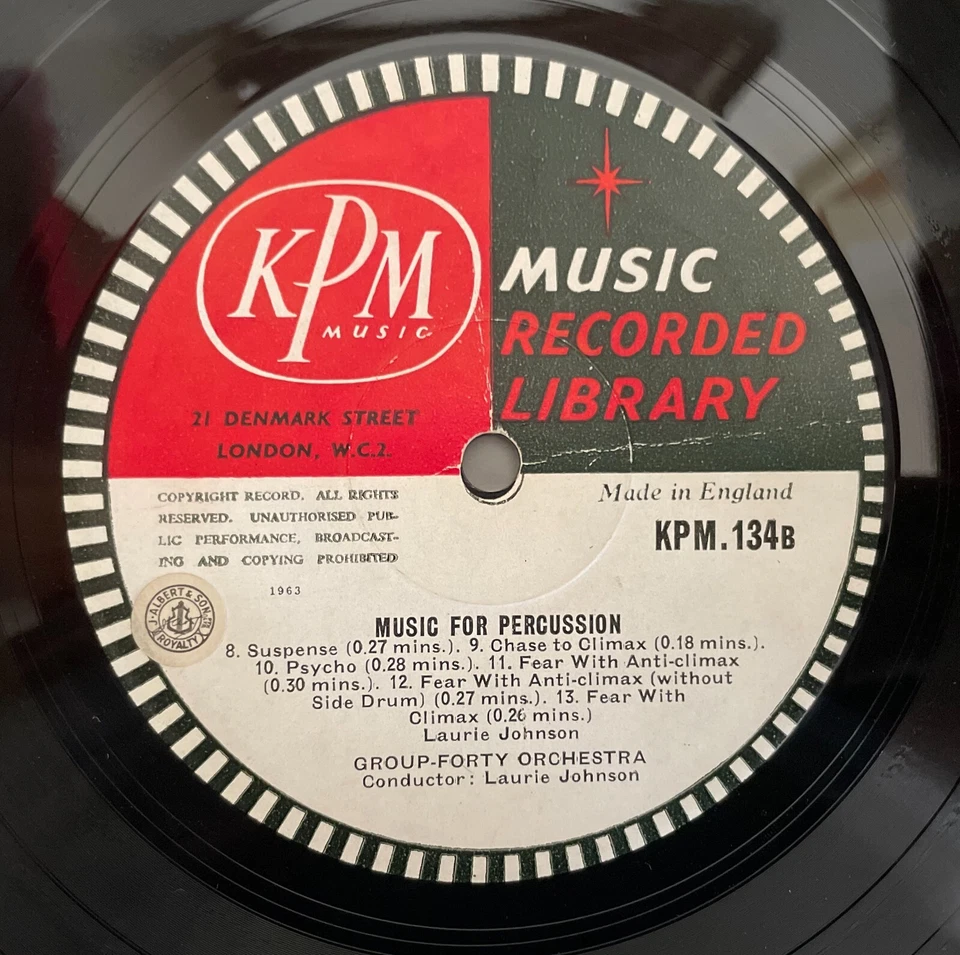 10” LIBRARY 78: GROUP FORTY ORCH/LAURIE JOHNSON - Music For Percussion. KPM.134 - Image 2 of 2