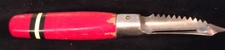 Vintage vegetable/fruit peeler with red wooden handle, 6.5" long