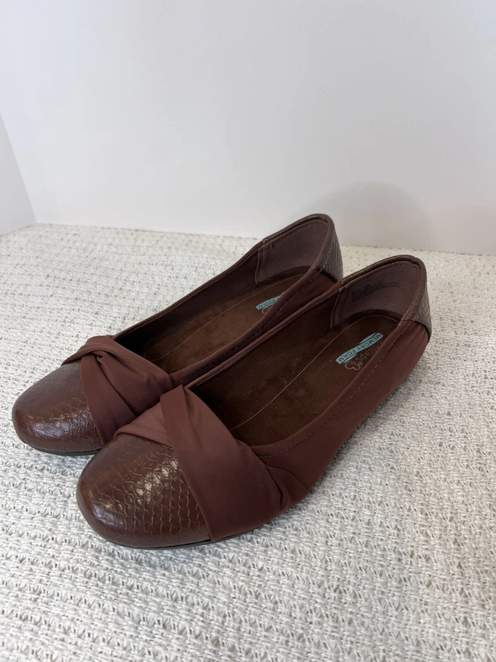 Baretraps Mujer Brumoso Imitación Cuero Puntera Redonda Planos Marrón Talla 9 Espuma con Memoria Foto 2 de 4