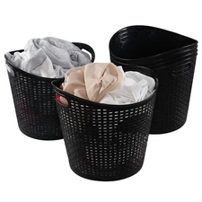 Idotry 40L Clothes Laundry Basket Plastic Storage Hamper w/ Handle, 6Pack Black