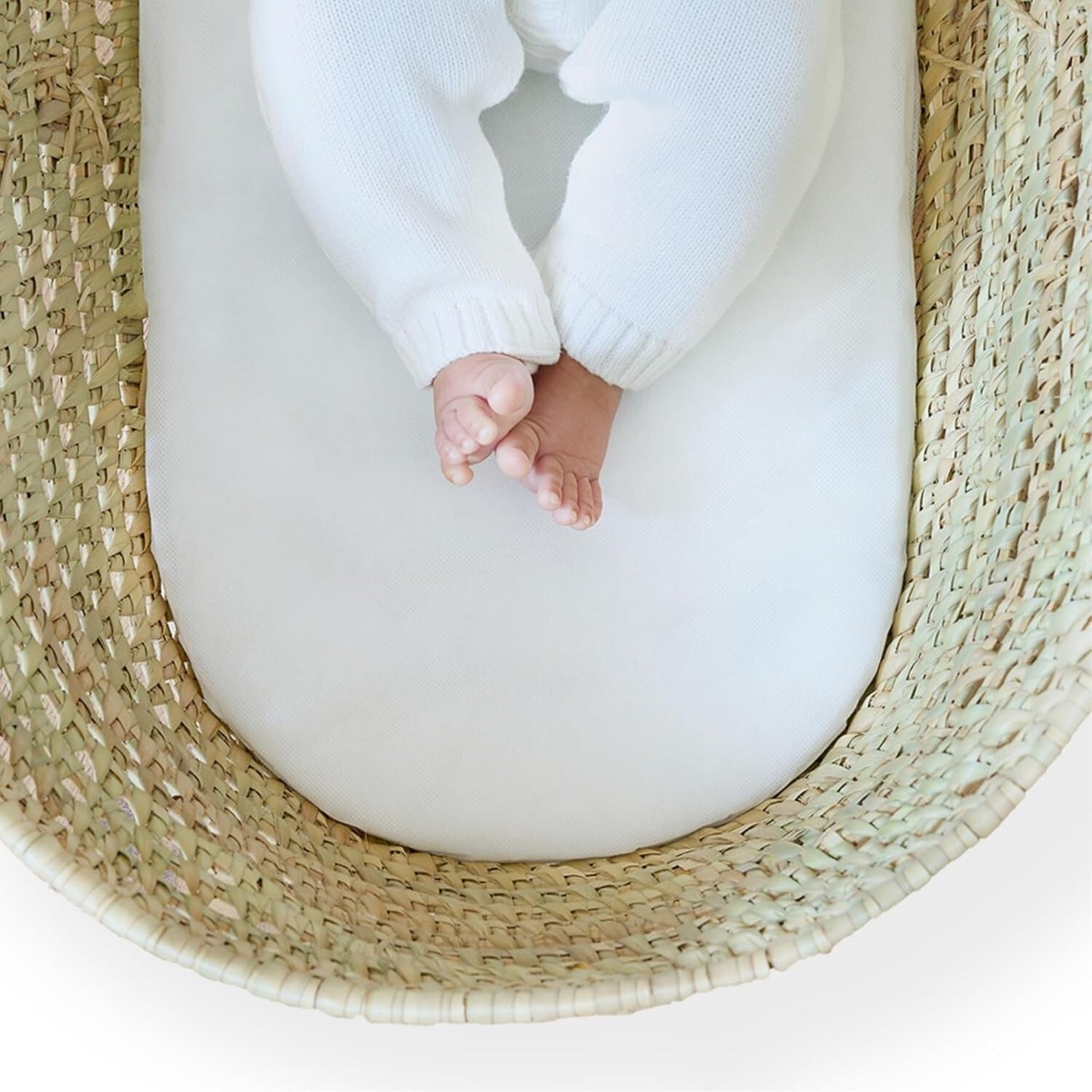 Clair de Lune Wicker Moses Basket Fibre Mattress Waterproof Cover