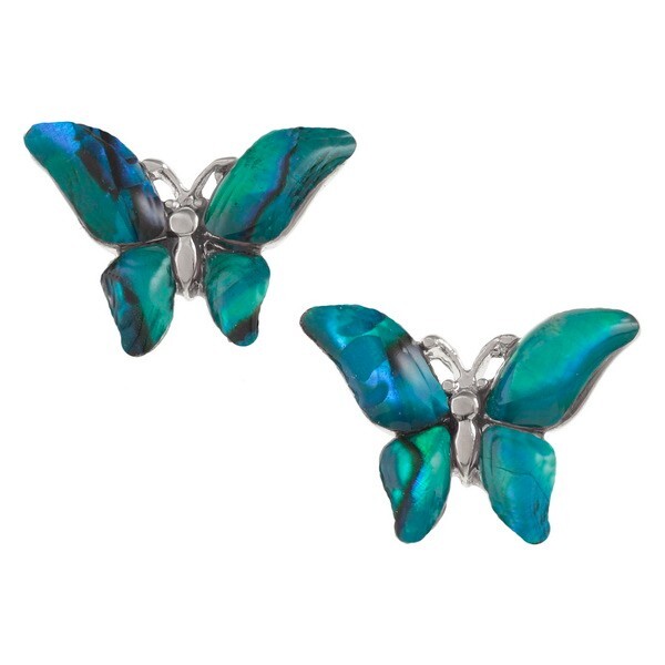 Tide Jewellery Blue Butterfly Abalone Shell Stud Earring New in a cotton Pouch