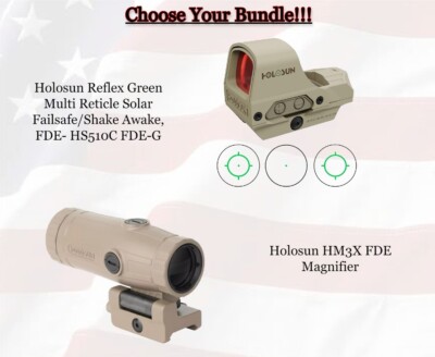 Holosun Reflex Green Multi Reticle Solar w/ Magnifier Options, FDE- HS510C FDE-G