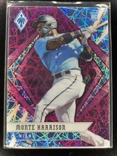 2021 Panini Chronicles #6 Monte Harrison Phoenix Purple Velocity Miami Marlins