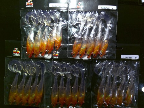 25 pieces pre-rigged soft plastic fishing lures BRAND NEW 4'' curly tail lure - Picture 9 of 14