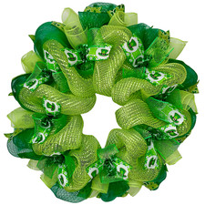 St Patrick  s Ribbon Handmade Deco Mesh Wreath