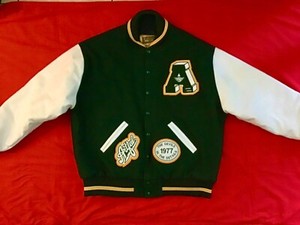 RARE~Vintage ARTFUL DODGER Letterman Jacket Green/White ...