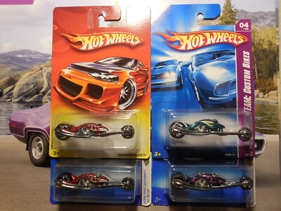 Hot Wheels HAMMER SLED LOT 4 Team: Custom Bikes FIRST EDITIONS