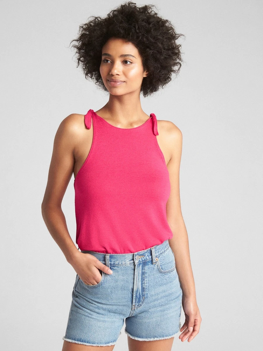 GAP Softspun Tie Shoulder Tank Top Bright Claret Size M item