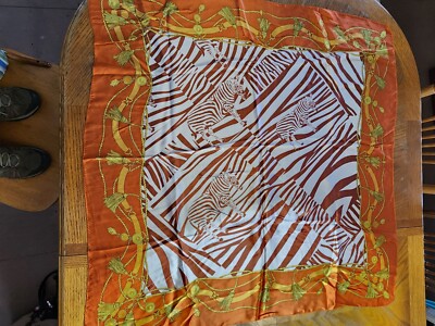 Wensli 100% Silk Square Scarf  Zebras 35x35