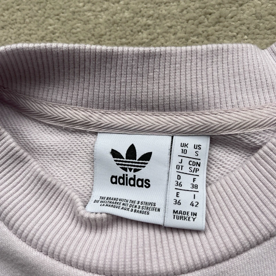 Adidas Unisex Cotton Blend Tennis Embroidered Sweatshirt Jumper Pink Size L / XL - Image 4 of 4