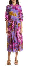 NWOT $265 FARM RIO Purple Maxi Flowers Maxi Dress XXS No Belt