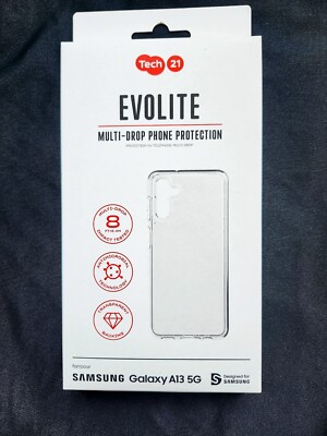 Tech21 Samsung Galaxy A13 5G EvoLite Antimicrobial Tough Clear Case Cover.