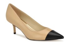 $109.00 Nine West Avaite Leather Pointed CapToe Pump. SZ 9.5 Natural/Black 