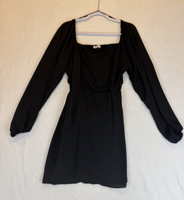 All in Favor Black Dress Size XL Smocked back Long sleeve Mini | eBay