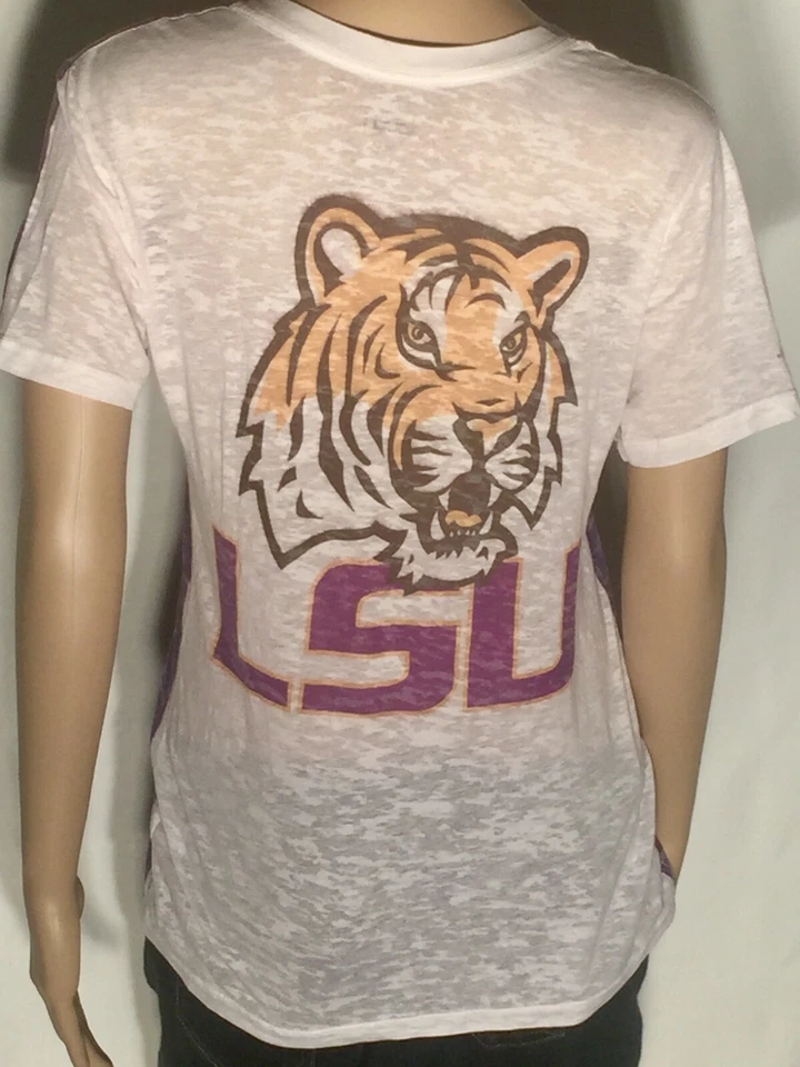 LSU Tigers NCAA SEC College Team Logo Purple White Touch Womens Medium M T-shirt - Image 3 of 4