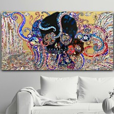 TAKASHI MURAKAMI Octopus Black Skull CANVAS PRINT JAPANESE POP ART 44" Banner