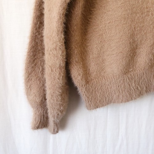 Paper Heart Fluffy Knit Jumper Size S Brown Cropped Pullover Balloon Sleeves - Picture 8 of 11