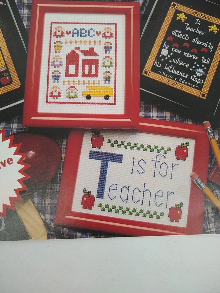 VTG 1993 "T" Is For Teacher Leisure Arts Counted Cross Stitch Pattern Booklet - Image 4 of 4