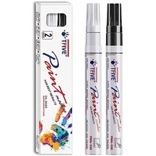  Permanent Paint Marker Pens - 2 Pack Oil Based Marker Pen, Black & White