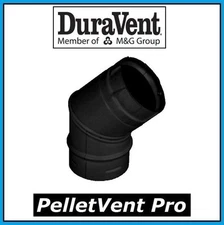 DURAVENT PELLETVENT PRO Pipe 3" Diameter 45 Degree Black Elbow #3PVP-E45B NEW!