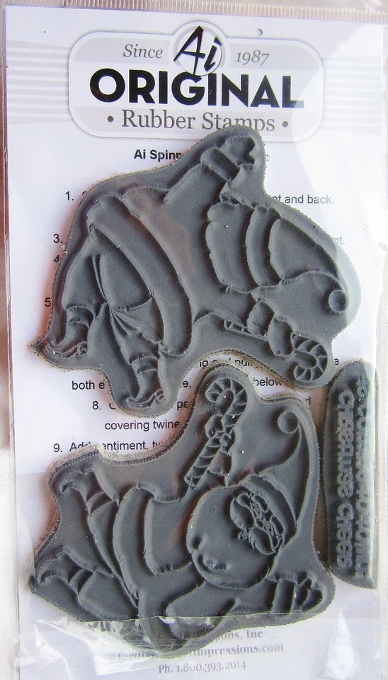 Santa Spinner Christmas Rubber Cling Stamp Set by Art Impressions 4678 NEW! — 第 3/3 张图片