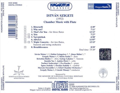VARIOUS ARTISTS ISTVÁN SZIGETI: CHAMBER MUSIC WITH FLUTE NEW CD
