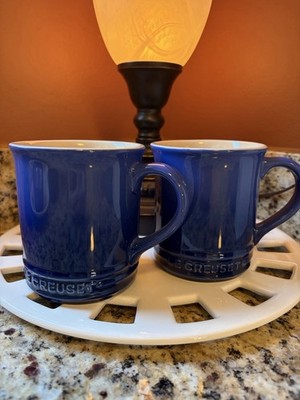 Le Creuset Blue Ombré Stoneware Coffee Mugs Set Of 2 New No Box Or Tag